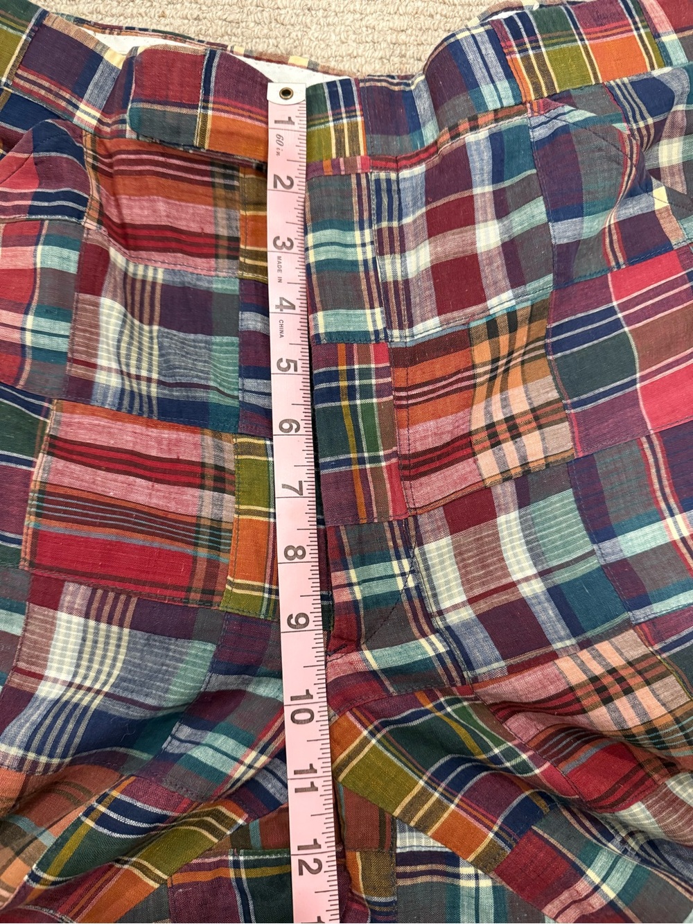 Vintage 1970s Corbin Ltd wedge wood Madras Plaid patchwork go-to-hell golf pants - Picture 10 of 11